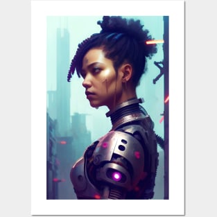 Abstract Cyberpunk Female Cyborg Posters and Art